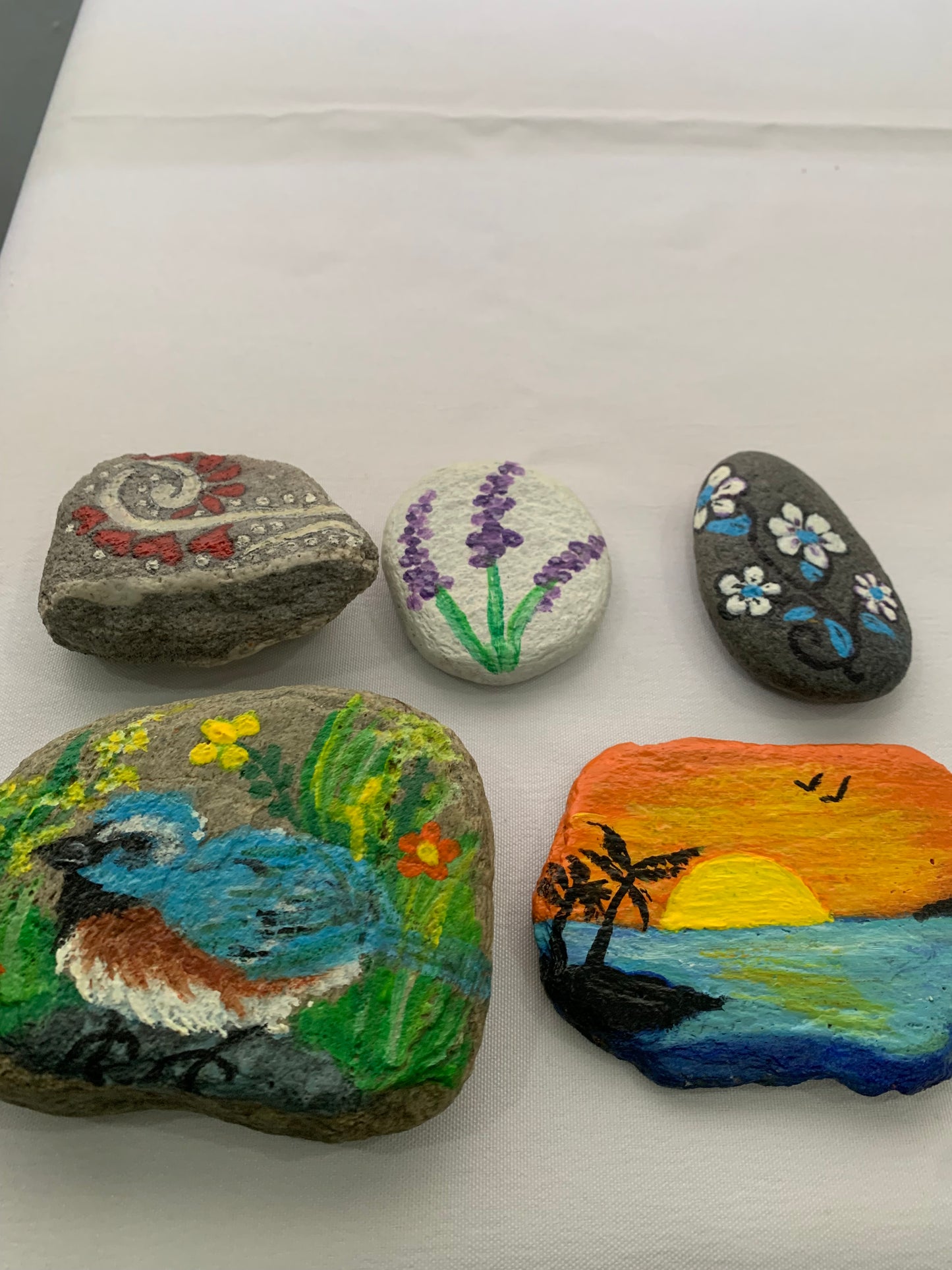 Hand painted River stones (set of 4)