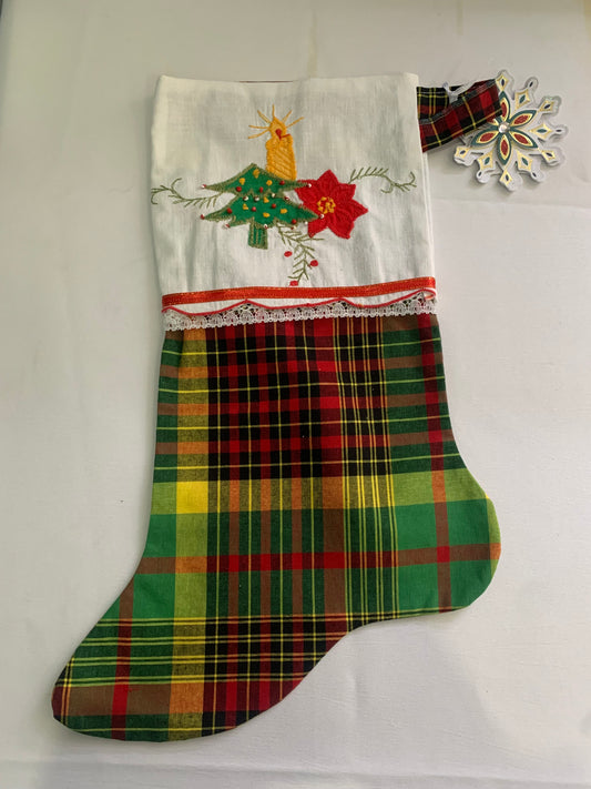 Handmade embroidered Vintage style Christmas stockings (Liberty cotton)