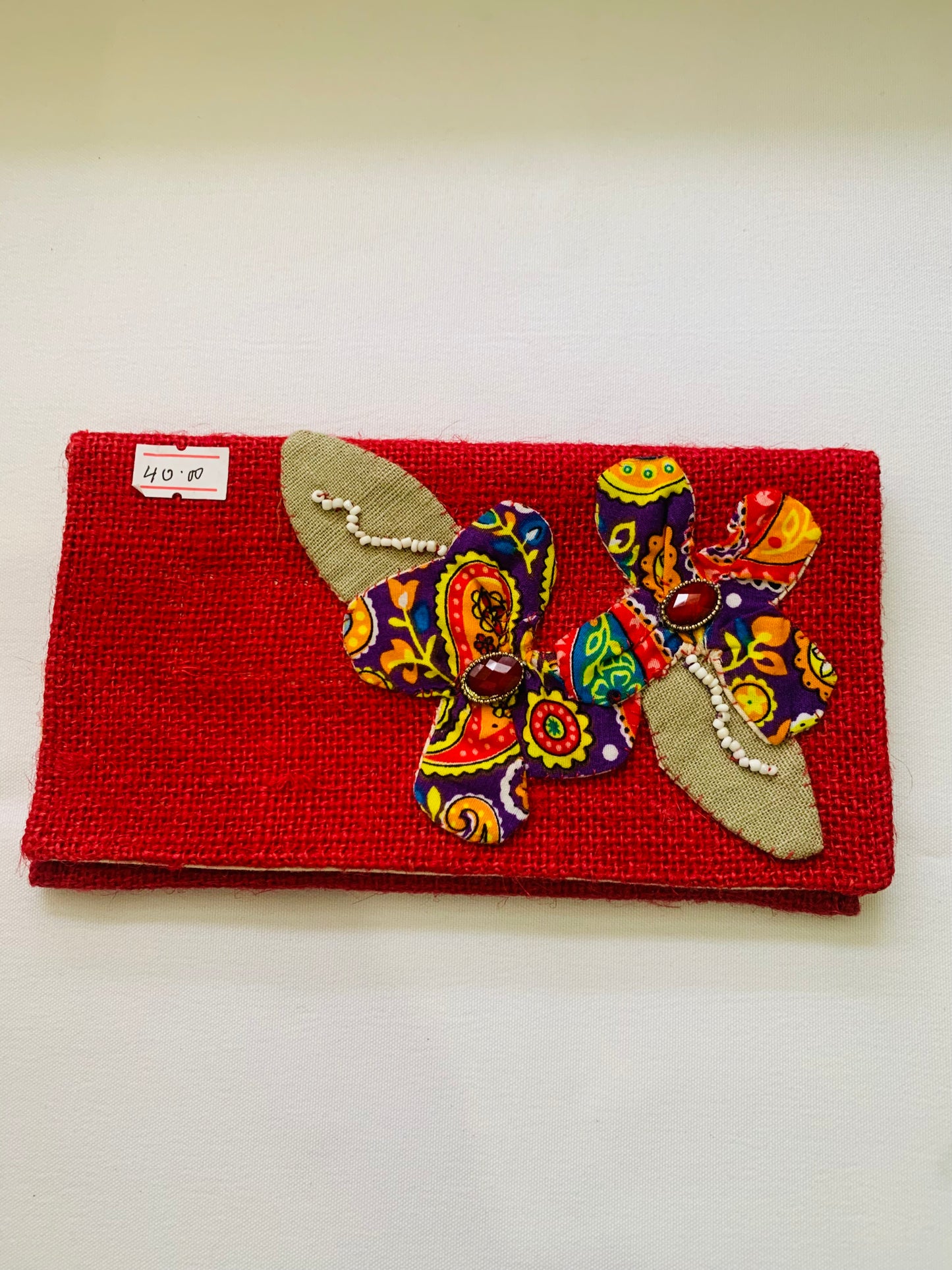 Handmade burlap clutches