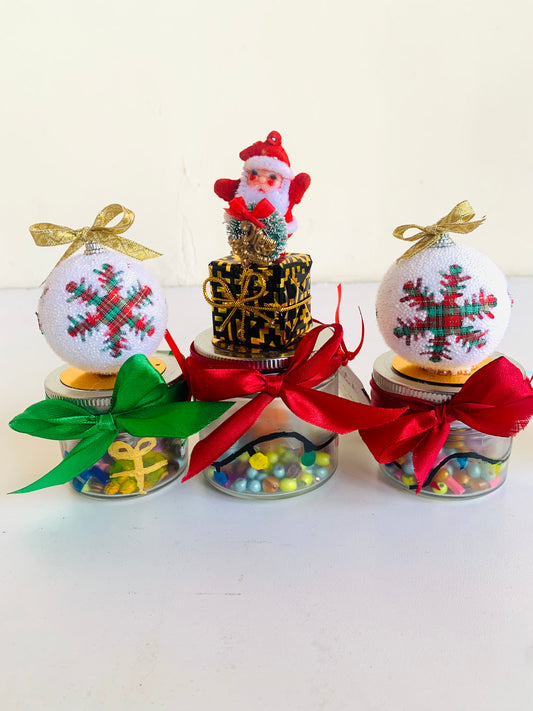 Assorted hand painted glass jars