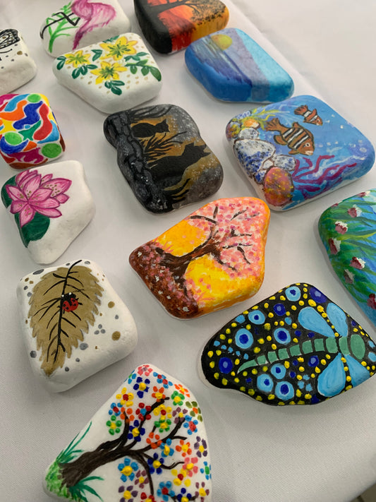 Hand painted Greek Thassos Stones