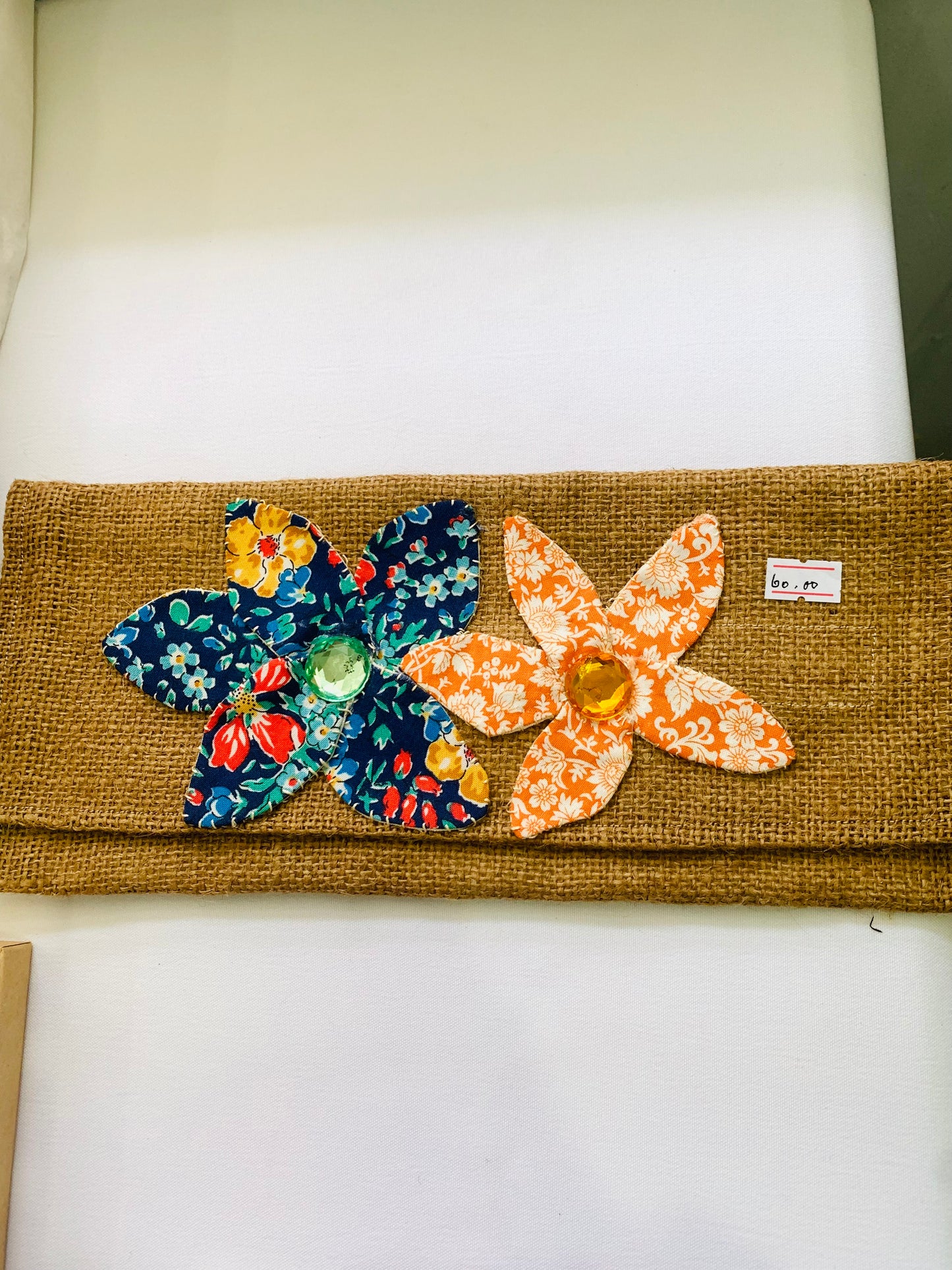 Handmade burlap clutches