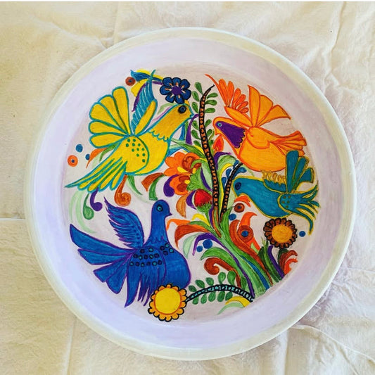 Hand painted terra cotta dish