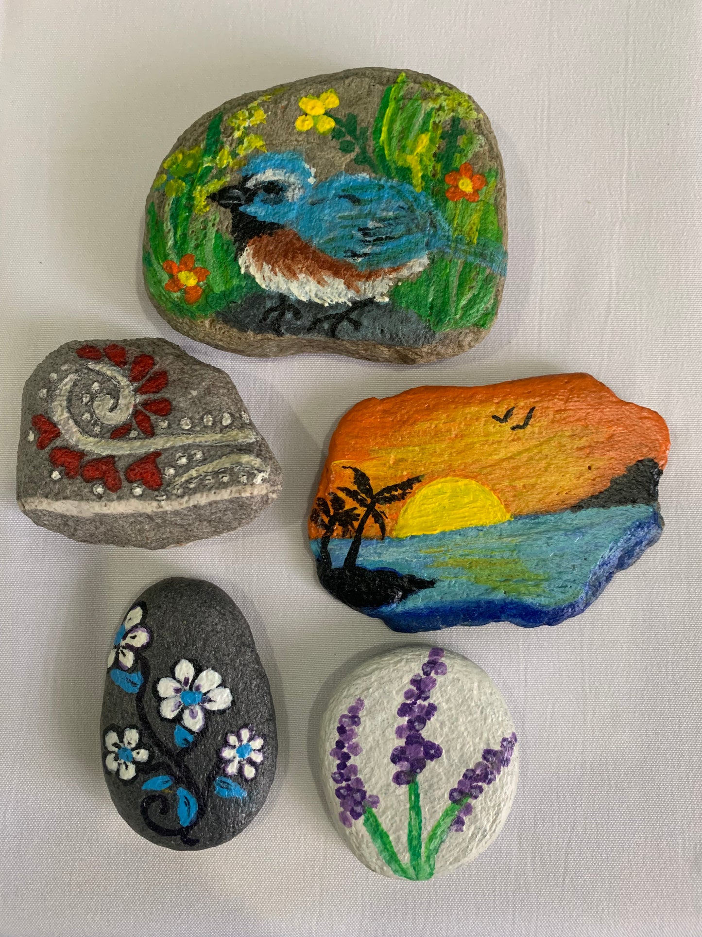 Hand painted River stones (set of 4)