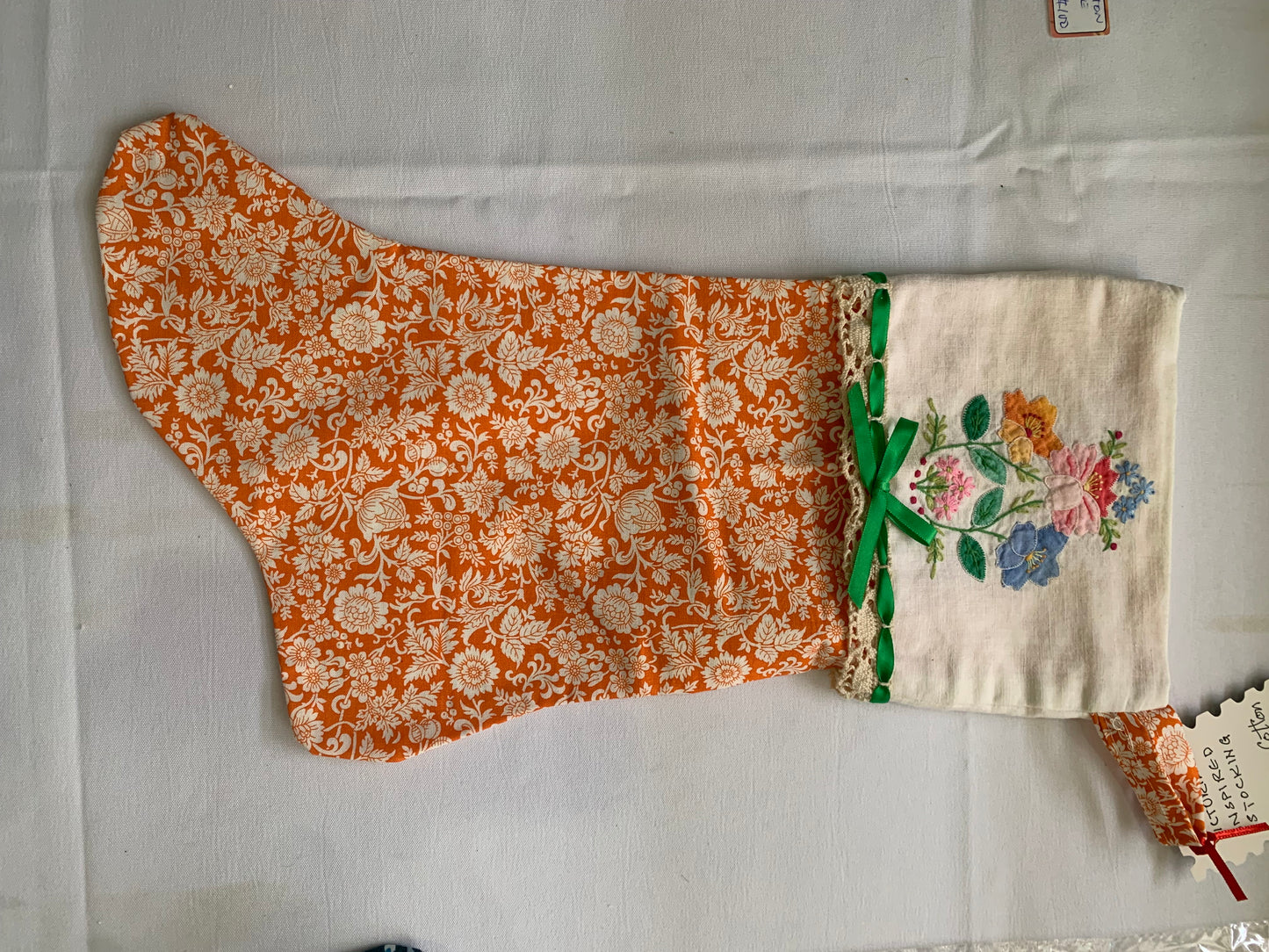 Handmade embroidered Vintage style Christmas stockings (Liberty cotton)