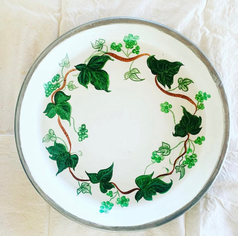 Handpainted terra cotta dish
