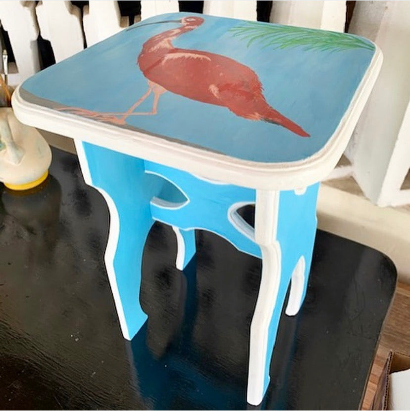 Hand painted glass top table